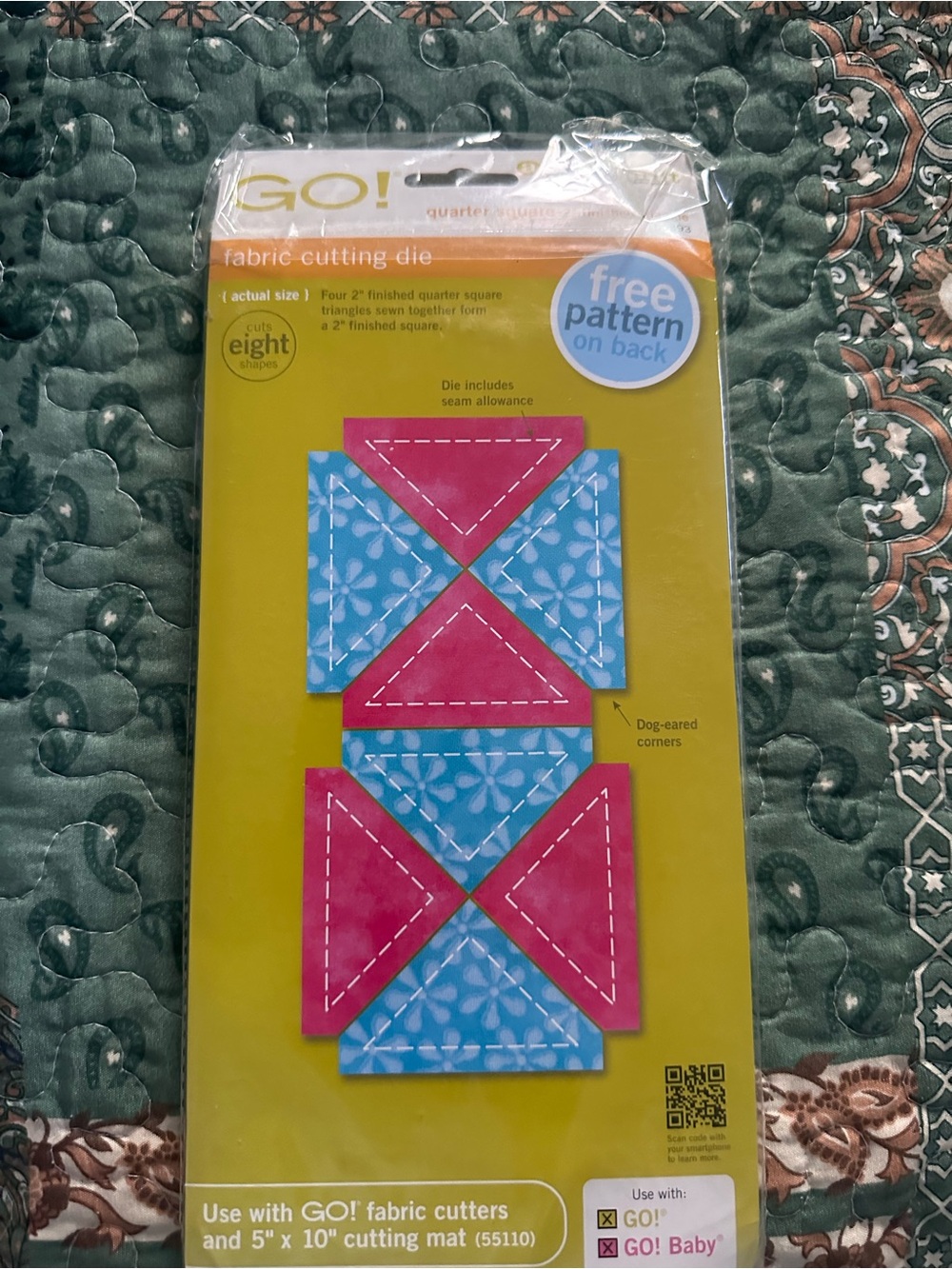 Accuquilt Go quarter square triangle 2 inch